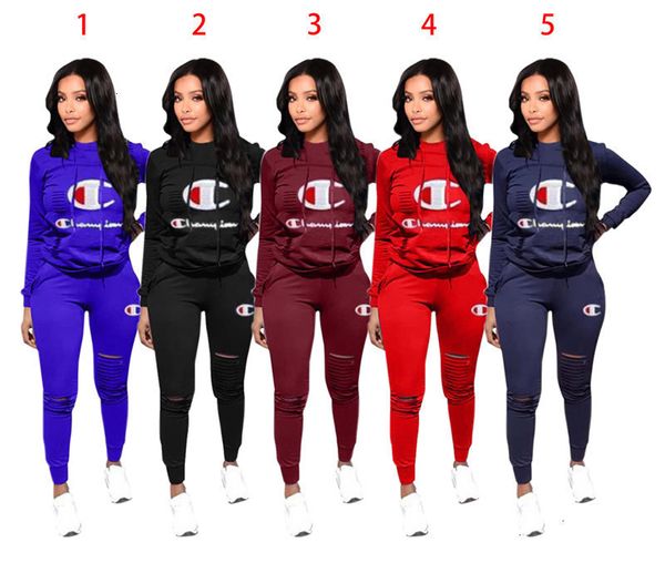 

champions women tracksuit shirts tights 2 piece set outfits sports suit pullover sweatsuit winter fall clothes tracksuit s-3xl l789, Gray