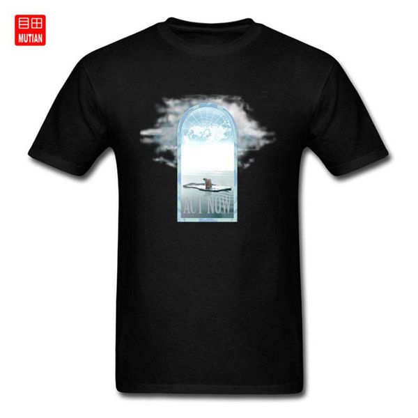 

2018 men act now polar bear print black t shirt short sleeve cool design male group t-shirts cartoon animal, White;black