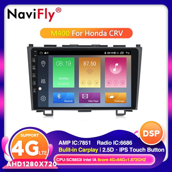 

navifly android 10.0 автомобильный радиоприемник мультимедийный плеер для crv cr-v 3 re 2006-2012 ips 2.5 d gps навигация поддержка зеркальн