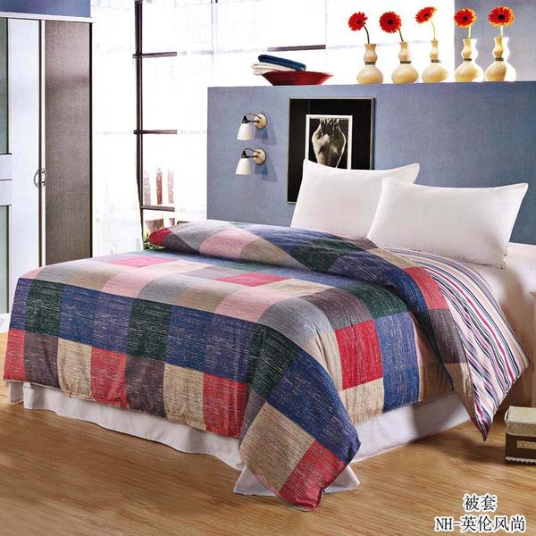 

new british style plaid duvet cover 100% cotton quilt cover comforter case twin full queen king family bedspreads