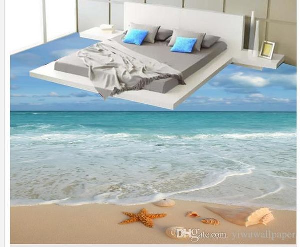 

3d floors popular 3d sandy beach sea floors hocked bathroom floor painting waterproof wallpaper for bathroom wall