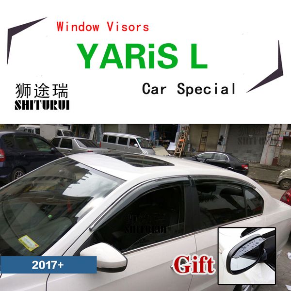 

shiturui window visor vent sun rain deflector guard for toyota yaris l 2016+ black stainless steel car special
