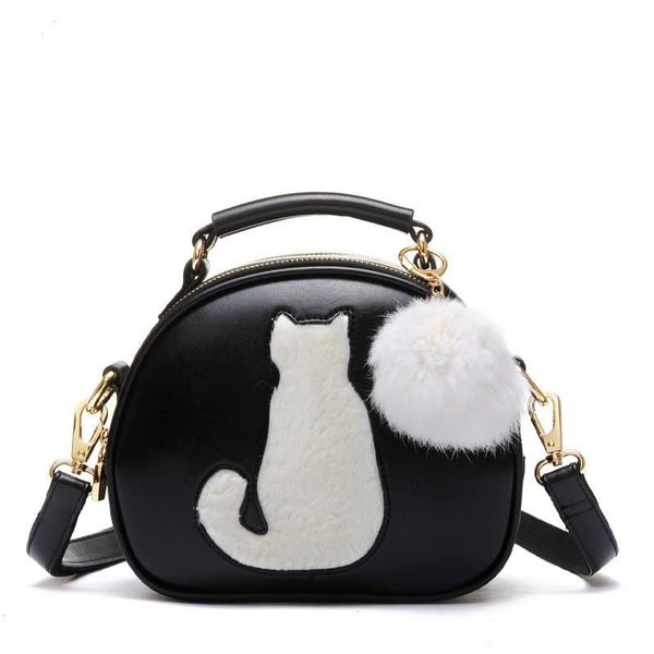 

2020 новый женщины косметика сумки crossbody сумка для женщин кожа pu косметические сумки полнолуние цвета конфеты cute cat с меховой болл