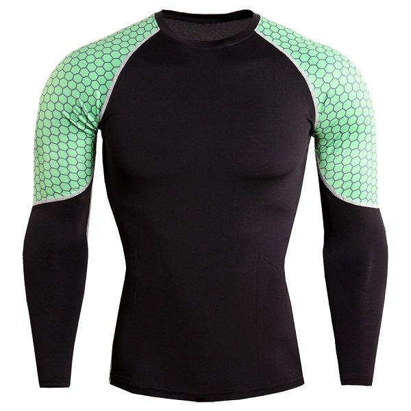 

new long sleeve sport shirt men quick dry men's runnin t-shirts snake gym clothing fitness mens rashgard soccer jersey, Black;blue