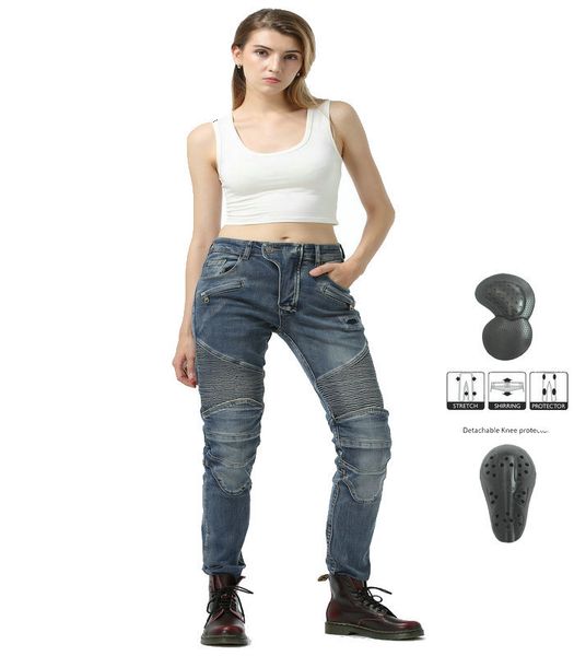

motorcycle riding pants jeans shatter-resistant high elastic pants female knight protective gears cotton trousers fashion