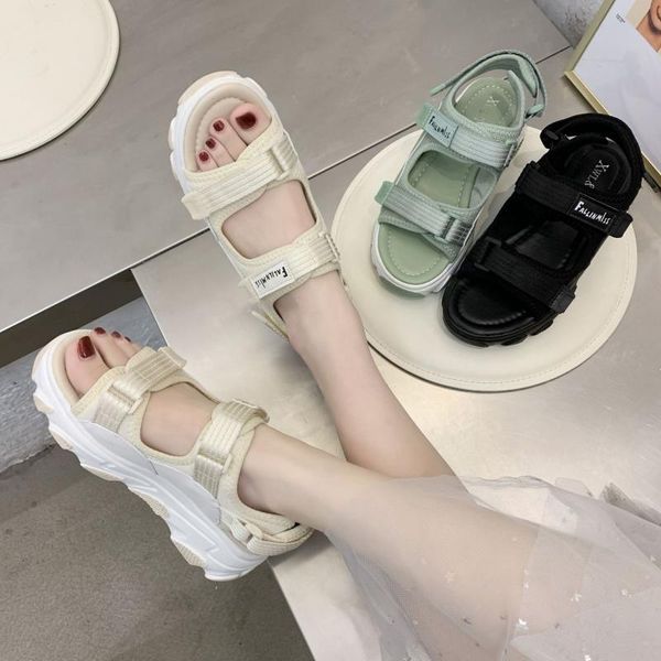 

swyivy mesh casual shoes woman platform sandals women 2020 summer new wedges shoes for women sandals hook loop sandale femme 40, Black