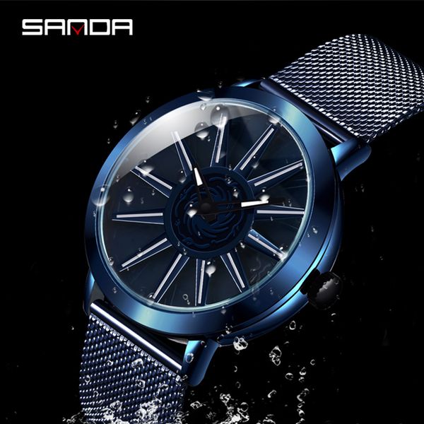 

sanda men's clock men business watches mesh belt quartz wrist watch male bracelet dress clock relogio masculino, Slivery;brown