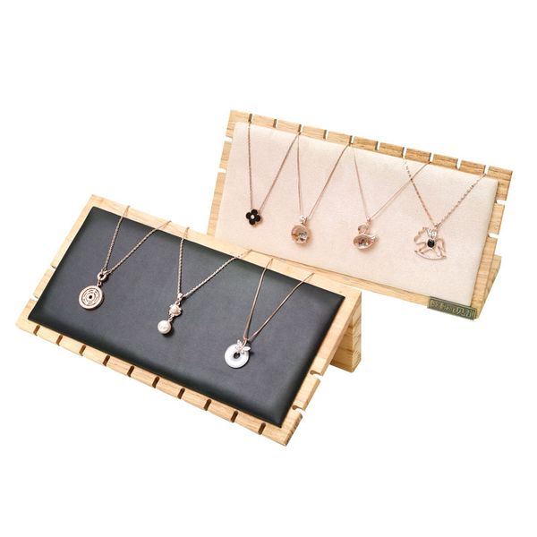 

[ddisplay] solid wood necklace display rack flannel pendant display rack log bracelet rack jewelry collection counter display, Black