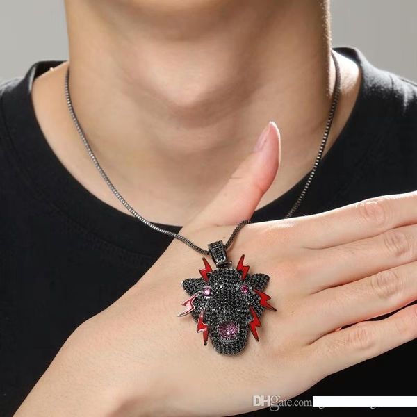 

iced out panther pendant necklaces for men luxury designer mens black leopard bling diamond pendants diamonds animal necklace jewelry gift, Silver