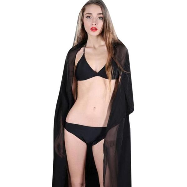 

dropshipping beach cover up solid color chiffon bikini swimwear women robe beach bathing suit cover ups dos #11