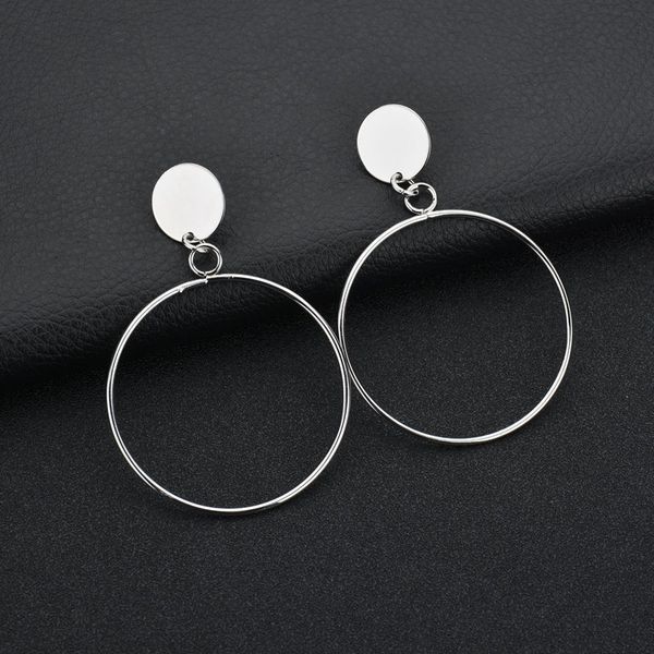 

vohe simple gold large circle pendant earrings fashion statement women's geometric gold big earring jewelry jew, Silver