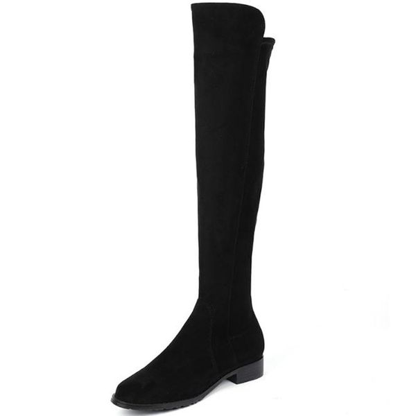 

women's boots 2019 winter new over the knee boots low with round head side zipper high black women's boty bottes
