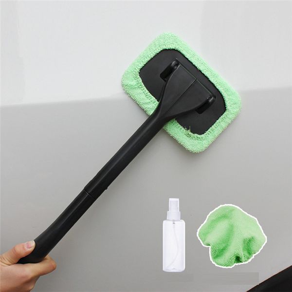 

auto window cleaner windshield windscreen microfiber car wash brush dust long handle car cleaning tool with bonnets spray bottle