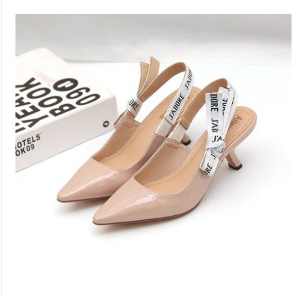 

2019 letter bow knot high heel hoe women runway pointed toe low heel hoe woman gladiaor andal lady brand de ign me h flat hoe