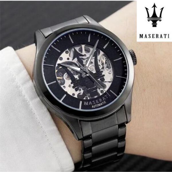 

authorization original maserati brand dial 40 mm 18k gold business and leisure men's automatic mechanical watch, Slivery;brown