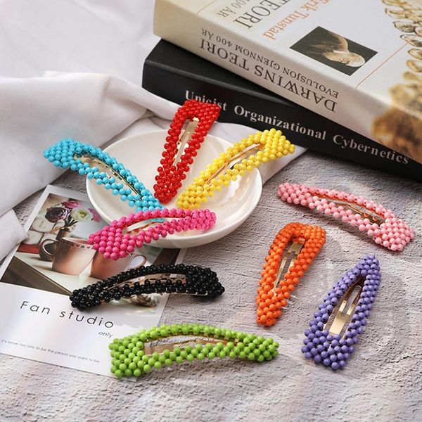 

fashion girls pearl hair clips cute colorful hairpins classic kids beaded barrettes party princess hair accessory, Slivery;white