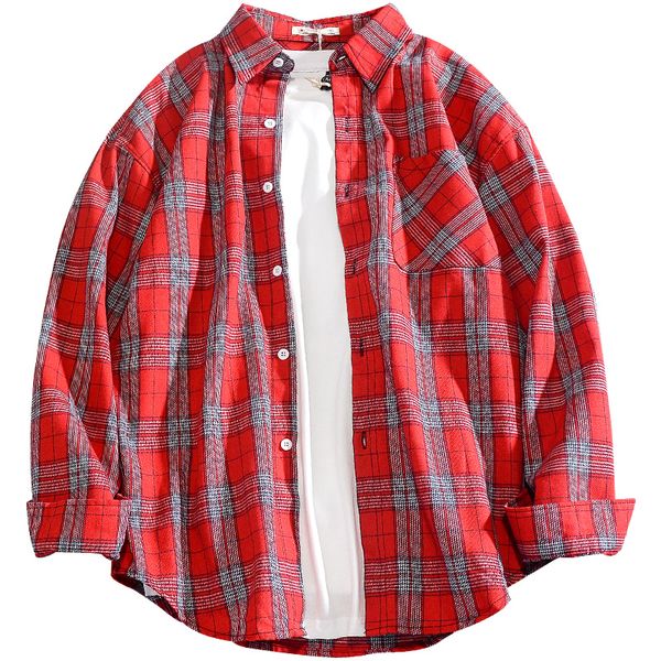 

autumn men shirt plaid long-sleeve korean hip hop streetwear handsome jacket casual couple shirt slim korean male clothes 50cs, White;black