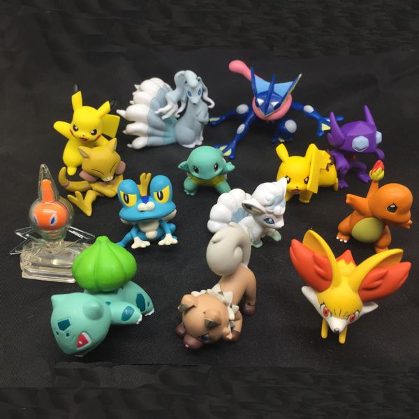 

original tomy 4cm froakie greninja chespin pikachu action figures doll cartoon game figures toys kids toys for children's gifts