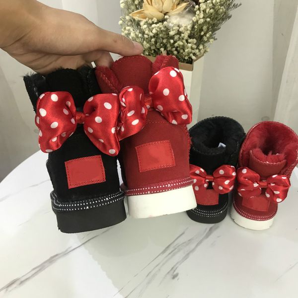 

2017 australia design shorts baby boys girls bow-and-breeches boots integrated warmer boots euro size 25-41, Black