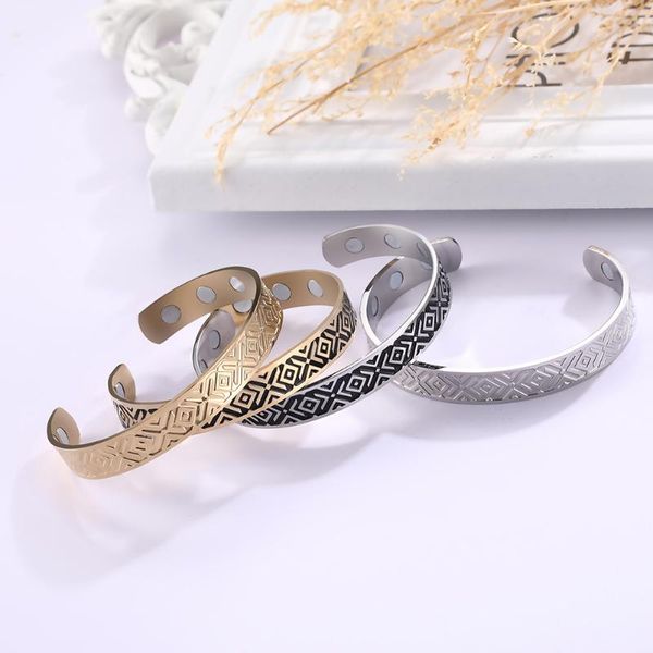 

fishhook lose weight amulet viking sturdy relieving fatigue magnet gift stainless steel bangles cuff bracelet man woman jewelry, Black