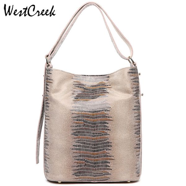 

westcreek brand serpentine pattern leather women handbags women genuine leather bag female shoulder messenger bag tote