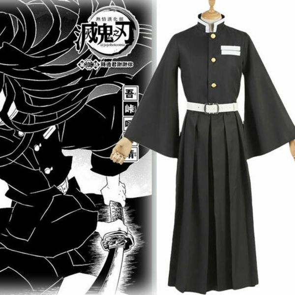 

demon slayer kimetsu no yaiba tokitou muichirou cosplay costume complete outfit, Black;red