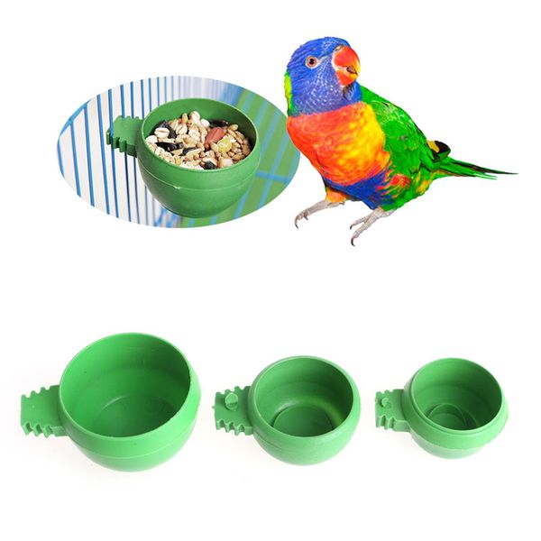 

1pc parrot food water bowl feeder mini plastic birds pigeons cage sand cup feeding