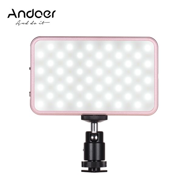 

andoer fl-08 mini led video light panel pgraphy dimmable built-in rechargeable battery with cold shoe mount adapter