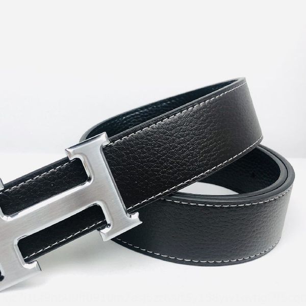 

men's leather width 3.8 men's leather buckle width belt smooth buckle second layer cowhide all-match youth belt belt, Black;brown