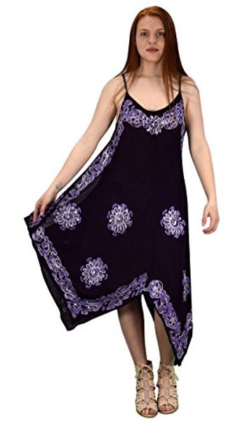 

peach couture floral tie dye handkercheif hem sleeveless summer dress cover up, Black;gray