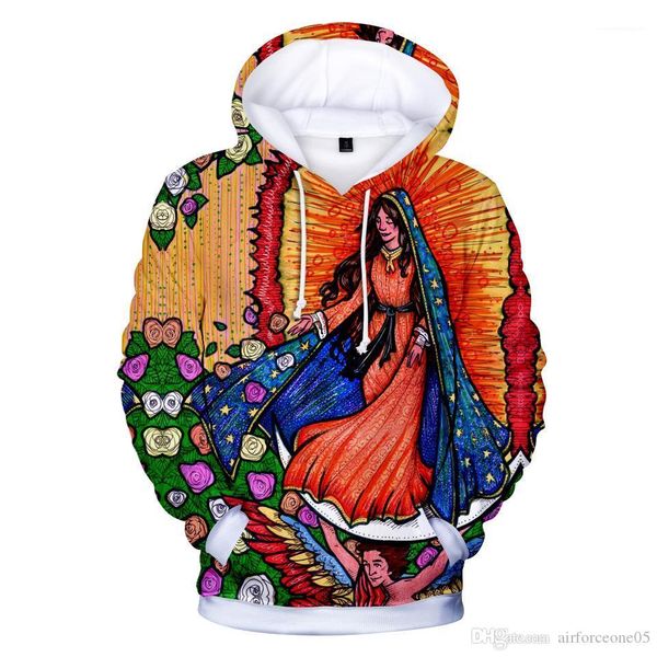 

women 3d printed hooded sweatshirts our lady of guadalupe hoodies men, Black