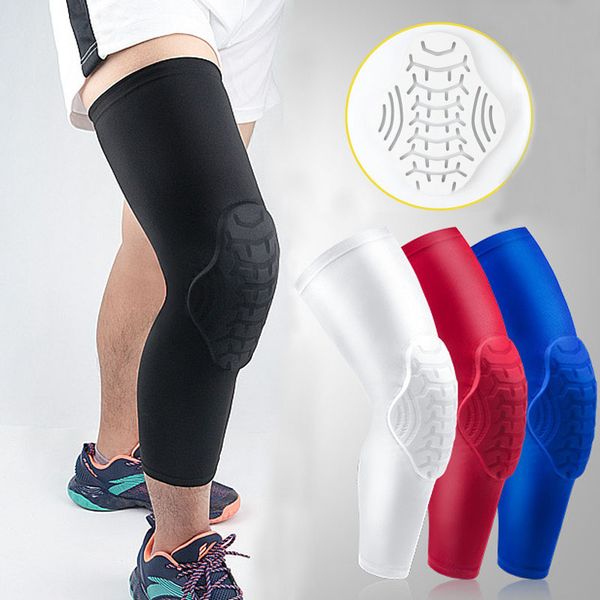 

2 pcs men honeycomb sport volleyball basketball kneepad compression socks knee wraps sleeve brace protection knee pads cycling, Black;gray