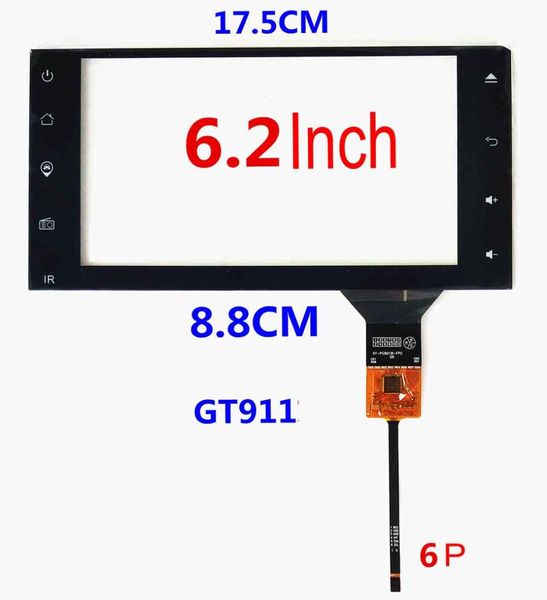

6.2inch i2c interface capacitive touch screen for car navigation corolla 175*88mm gt911 xy-pg9016-fpc