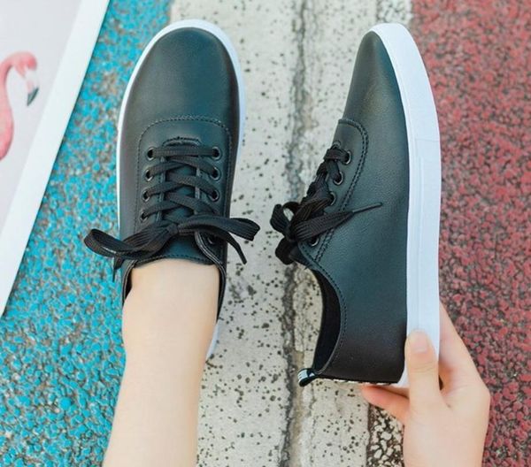 

new fashion light women girls flats shoes lace up breathable casual shoes flat, Black
