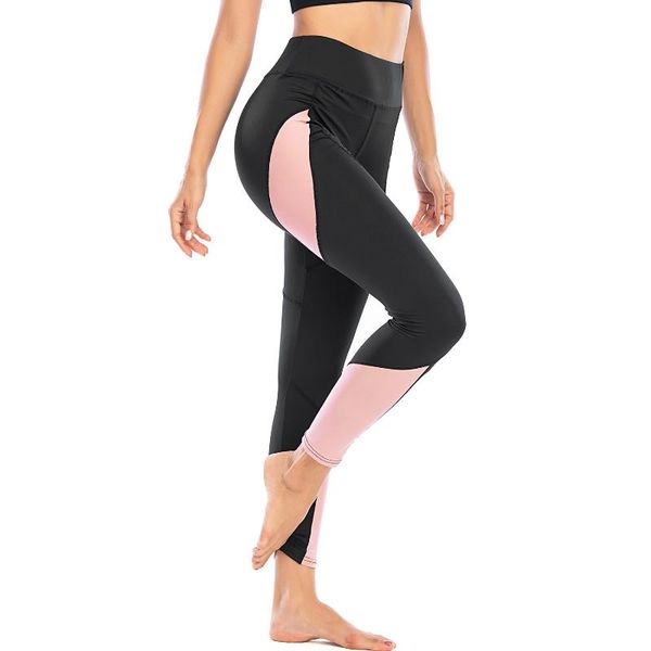 

high waist athletic yoga pants sport fitness foot mouth stitching lift hip clothes for women tummy control leggings, White;red