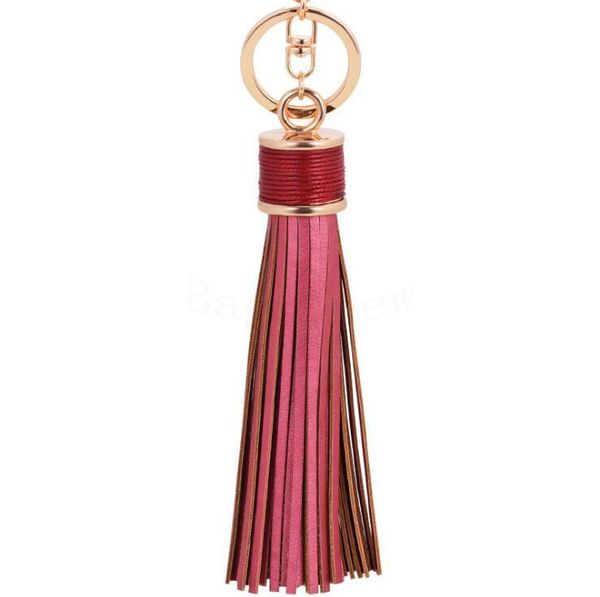 Borlas chave chaveiro mulheres simples pu tassel keychain bolsa de chaveiro pingente rosa cor ouro tampão carro porta retro jóias frete grátis