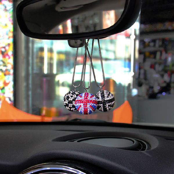 

car rear view mirror crystal bling round ball pendant hanging decoration for mini cooper jcw s one countryman clubmam paceman