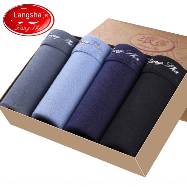 

xflto langsha men's underwear and shorts underwear men's boxer pants pure cotton four seasons breathable youth fashion mid-waist f, Black;white