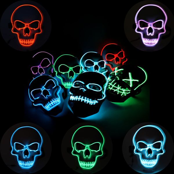 

led halloween mask light up party masks skull bone masks face year great funny festival cosplay costume supplies glow in dark