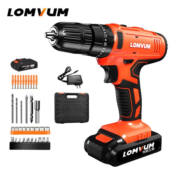 

lomvum electric screwdriver imapct cordless drive tool cordless drills 2 lithium-ion rechargeable battery screw rotary tools