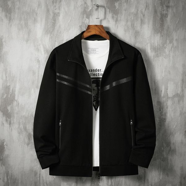 

men's jackets 8xl 7xl 6xl 5xl plus size spring autumn jacket men casual solid windbreaker zipper coat outwear male, Black;brown