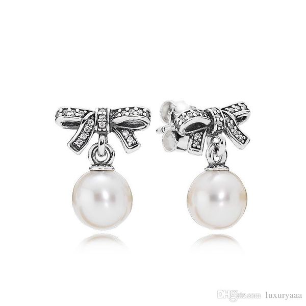 

delicate feelings earrings luxury designer 925 sterling silver inlaid cz diamond original box set for lady pandora earrings, Golden;silver