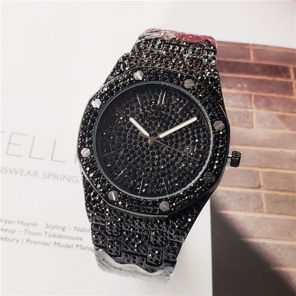 

new brand men watch reloj de hombre full drill stainless steel quartz watch mens special design men fashion dress watch b, Slivery;brown