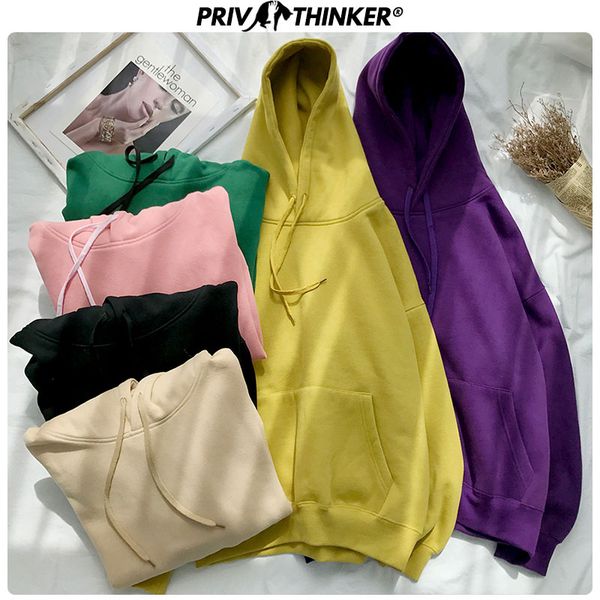 

privathinke 2019 autumn winter warm woman pullover fleece hoodies 9 colors girls hooded thicken sweatshirts loose hoodies 5xl, Black