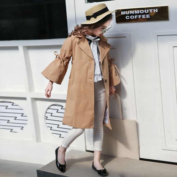 

girls trench coat autumn thin cotton flare sleeve loose style overcoats female children jackets girl clothing outerwear, Camo
