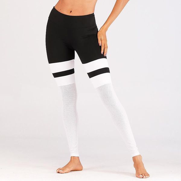 

2019 fitness yoga sports leggings womens mesh splice yoga skinny workout gym leggings fitness sports pants, Black;blue