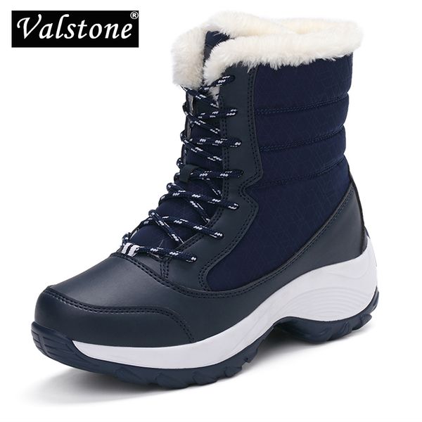 

valstone женская зимняя обувь дышащая водонепроницаемая кроссовки платформы теплый снег сапоги противоскольжения узелок ультра света плюс ра, Black