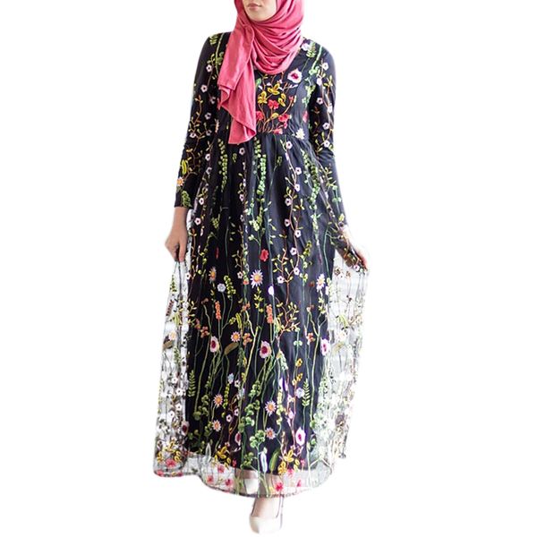 

muslim dress islam robe musulman clothes for women ramadan family party dress women printed fashion embroidery muslim dresses #w, Red