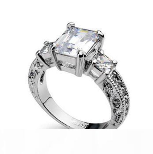 

3ct emerald cut алмаз halo solid real 14k белое золото pinted обручальное обручальное кольцо, Slivery;golden