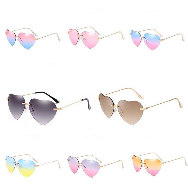 

round heart-shaped sunglasee women oversized eyewear 2020 gradient brown pink rimless sunglass for female gift uv400 #52301, White;black